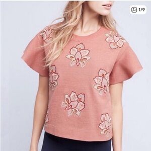 NWT Anthropology Chloe Oliver Padma Pullover short sleeved sweater